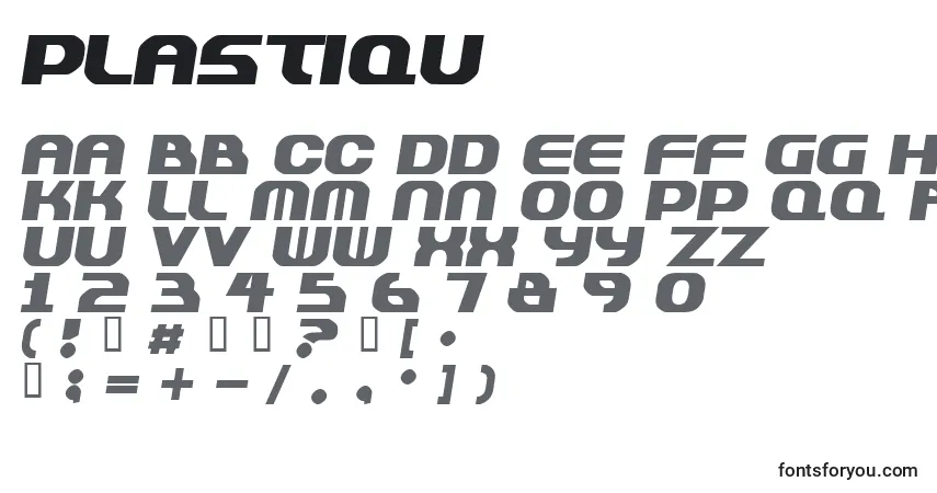 Schriftart Plastiqu – Alphabet, Zahlen, spezielle Symbole