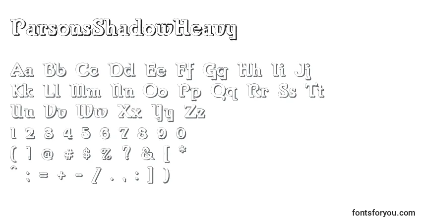 ParsonsShadowHeavy font – alphabet, numbers, special characters