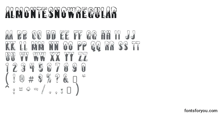 A fonte AlmontesnowRegular – alfabeto, números, caracteres especiais