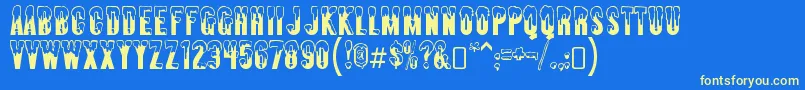 AlmontesnowRegular-Schriftart – Gelbe Schriften auf blauem Hintergrund