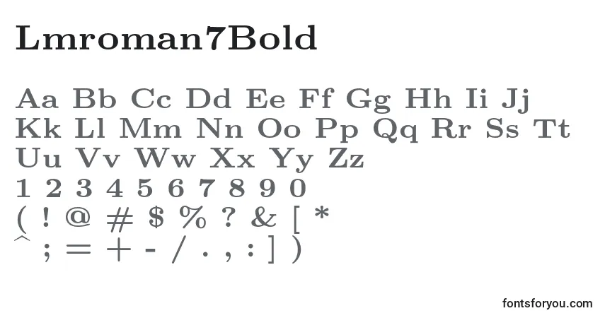 A fonte Lmroman7Bold – alfabeto, números, caracteres especiais