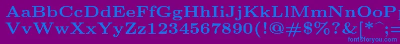 Lmroman7Bold-fontti – siniset fontit violetilla taustalla