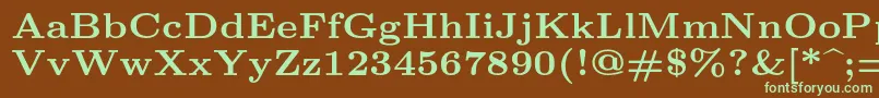 Lmroman7Bold-fontti – vihreät fontit ruskealla taustalla
