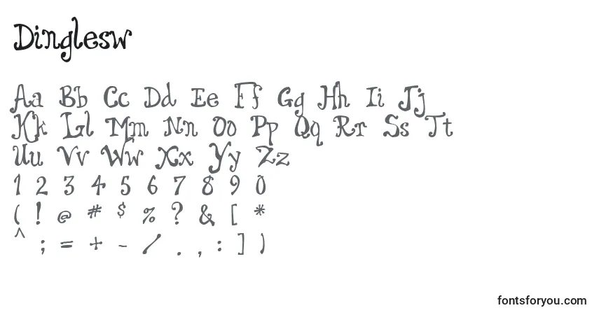 A fonte Dinglesw – alfabeto, números, caracteres especiais