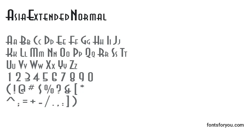Fuente AsiaExtendedNormal - alfabeto, números, caracteres especiales