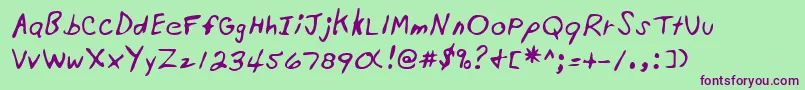 Lehn201 Font – Purple Fonts on Green Background