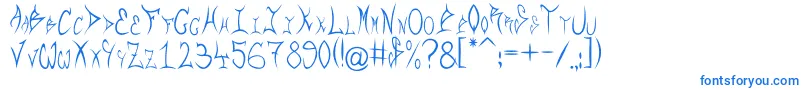 フォントRqf – 白い背景に青い文字