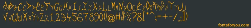 Rqf-Schriftart – Orangefarbene Schriften auf schwarzem Hintergrund