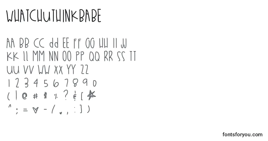 Schriftart Whatchuthinkbabe – Alphabet, Zahlen, spezielle Symbole