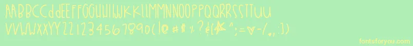 Шрифт Whatchuthinkbabe – жёлтые шрифты на зелёном фоне