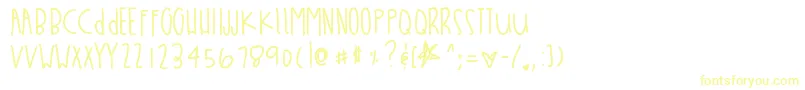 Whatchuthinkbabe-Schriftart – Gelbe Schriften auf weißem Hintergrund