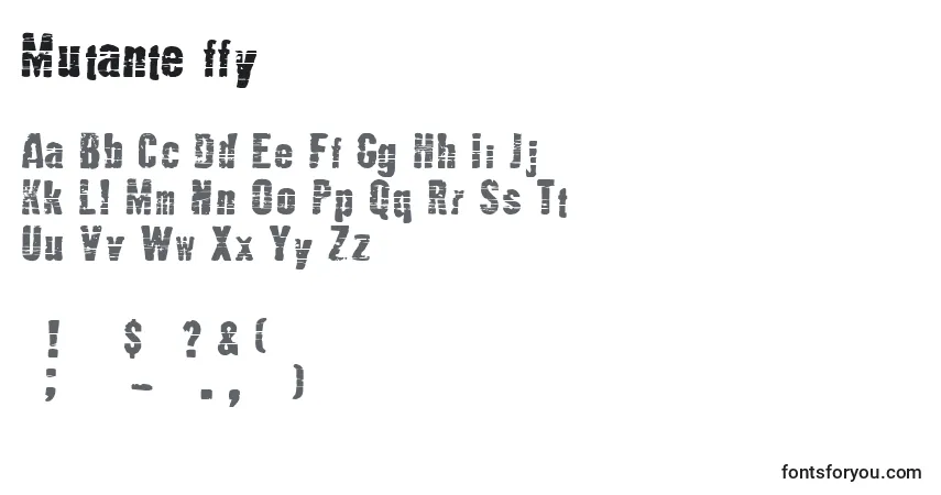 A fonte Mutante ffy – alfabeto, números, caracteres especiais