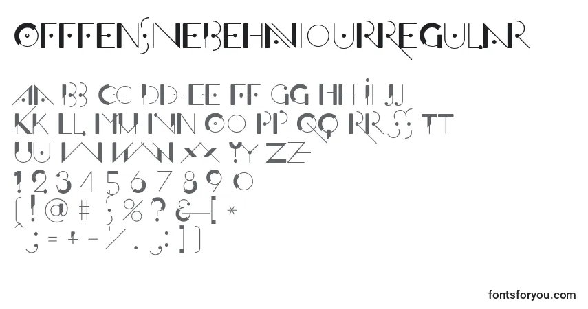 A fonte OfffensiveBehaviourRegular – alfabeto, números, caracteres especiais
