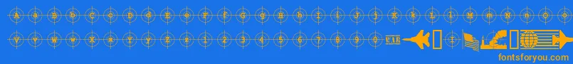Подробнее о шрифте Kosovotarget Шрифт Kosovotarget – оранжевые шрифты на синем фоне