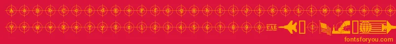 Fonte Kosovotarget – fontes laranjas em um fundo vermelho