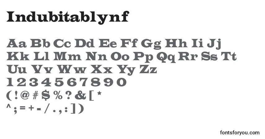 Schriftart Indubitablynf – Alphabet, Zahlen, spezielle Symbole
