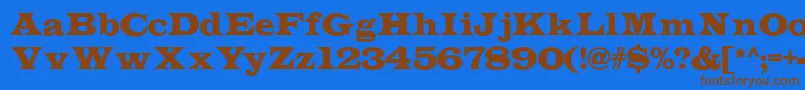 フォントIndubitablynf – 茶色の文字が青い背景にあります。