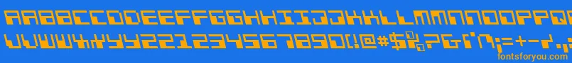 フォントPhaserbankleft – オレンジ色の文字が青い背景にあります。