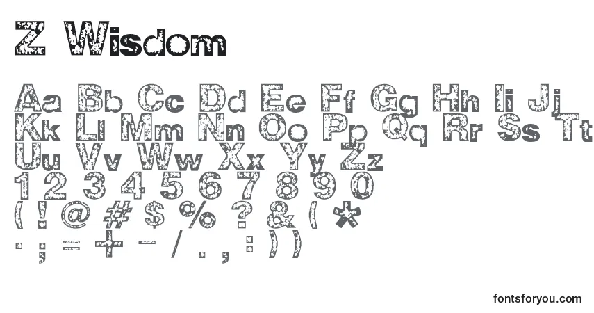 Шрифт Z Wisdom – алфавит, цифры, специальные символы