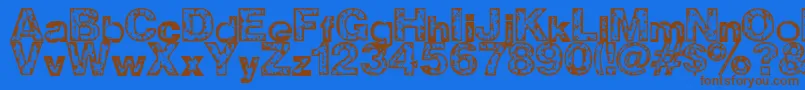 フォントZ Wisdom – 茶色の文字が青い背景にあります。