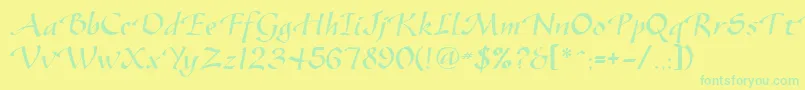 Vodevile Font – Green Fonts on Yellow Background