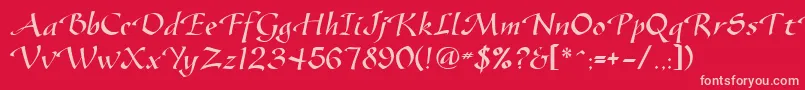 Vodevile-Schriftart – Rosa Schriften auf rotem Hintergrund
