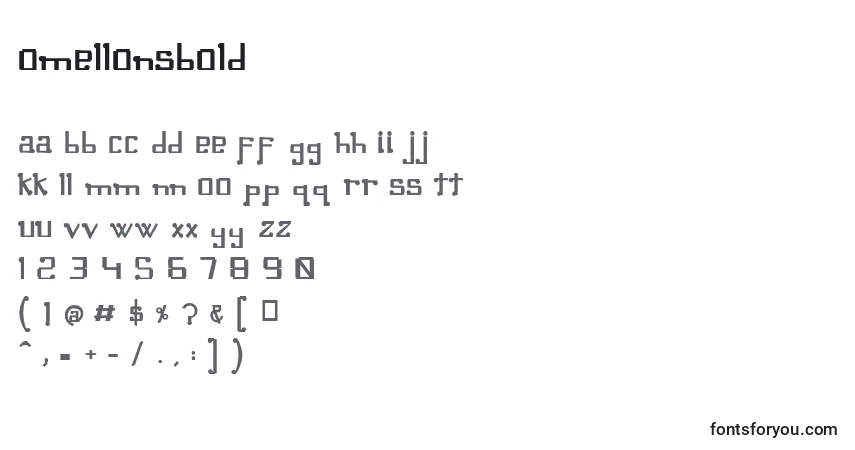 A fonte OmellonsBold – alfabeto, números, caracteres especiais