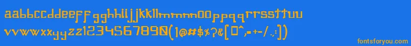 フォントOmellonsBold – オレンジ色の文字が青い背景にあります。