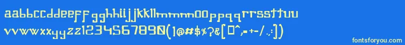 OmellonsBold-fontti – keltaiset fontit sinisellä taustalla
