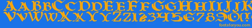 WarsOfAsgardExpanded Font – Orange Fonts on Blue Background