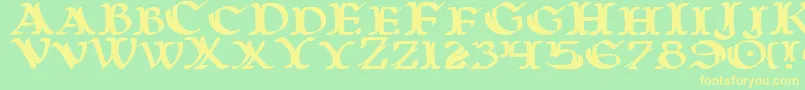 フォントWarsOfAsgardExpanded – 黄色の文字が緑の背景にあります