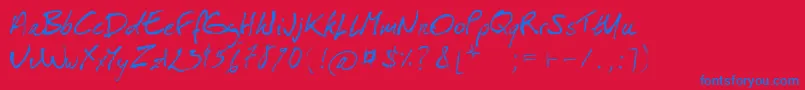 IsaPorEsHomou Font – Blue Fonts on Red Background