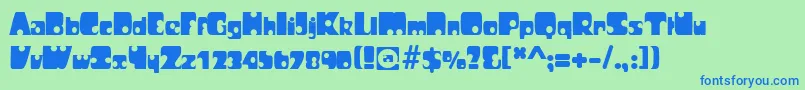 Weitere Informationen zur PaperPunch-Schriftart PaperPunch-Schriftart – Blaue Schriften auf grünem Hintergrund