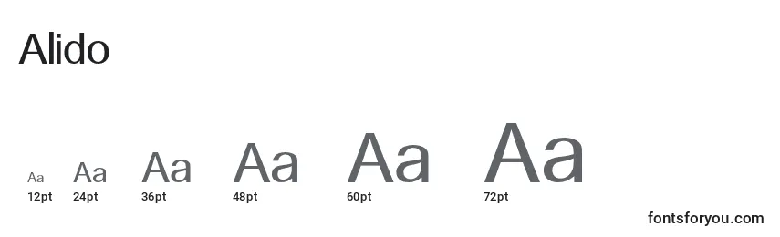 Размеры шрифта Alido