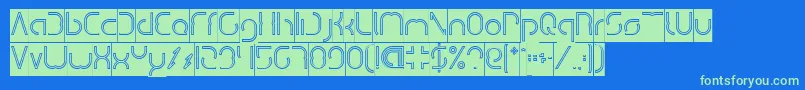 DismechaHollowInverse Font – Green Fonts on Blue Background