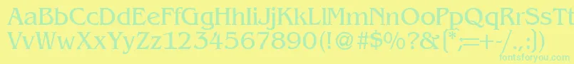 フォントBenjaminserifRegular – 黄色い背景に緑の文字