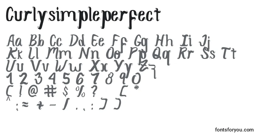 Czcionka Curlysimpleperfect – alfabet, cyfry, specjalne znaki