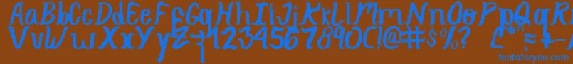 Curlysimpleperfect Font – Blue Fonts on Brown Background