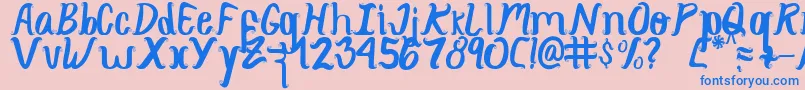 Curlysimpleperfect Font – Blue Fonts on Pink Background