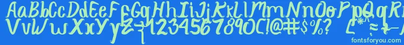 Curlysimpleperfect Font – Green Fonts on Blue Background