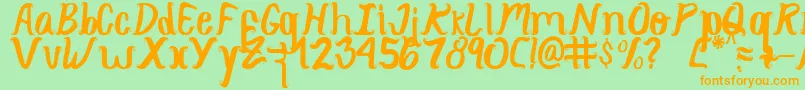 Curlysimpleperfect-Schriftart – Orangefarbene Schriften auf grünem Hintergrund