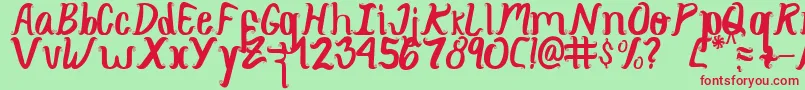 Curlysimpleperfect Font – Red Fonts on Green Background