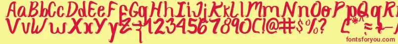 Curlysimpleperfect Font – Red Fonts on Yellow Background