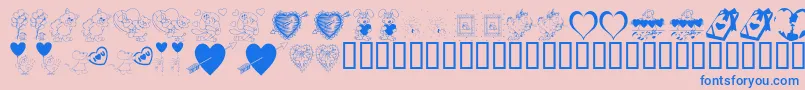 フォントKrBeMine – ピンクの背景に青い文字