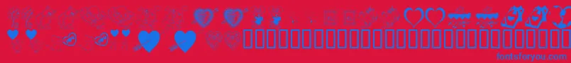 KrBeMine Font – Blue Fonts on Red Background