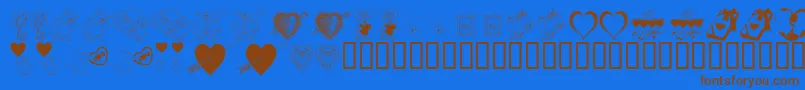 KrBeMine-Schriftart – Braune Schriften auf blauem Hintergrund