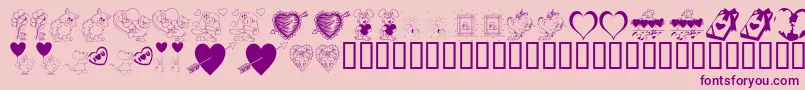 KrBeMine-fontti – violetit fontit vaaleanpunaisella taustalla