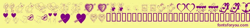 KrBeMine-Schriftart – Violette Schriften auf gelbem Hintergrund