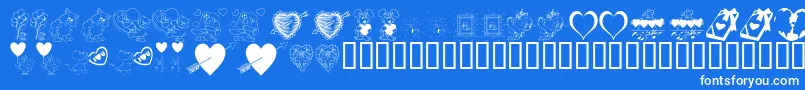 KrBeMine-Schriftart – Weiße Schriften auf blauem Hintergrund