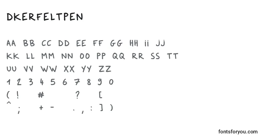 Czcionka DkerFeltpen – alfabet, cyfry, specjalne znaki